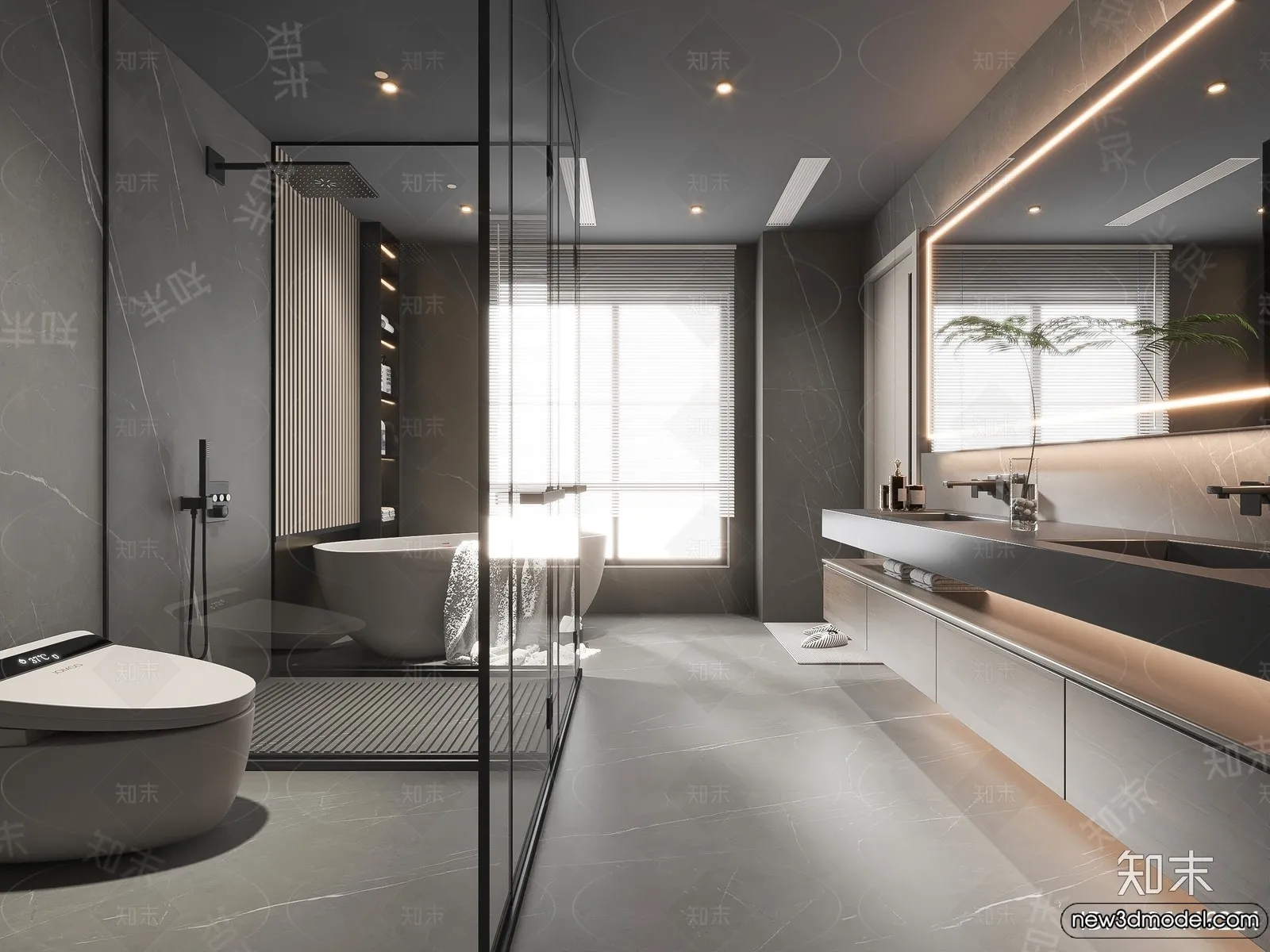 Bathroom – WC – Restroom – 3D Interior Scene – Modern Style – 134