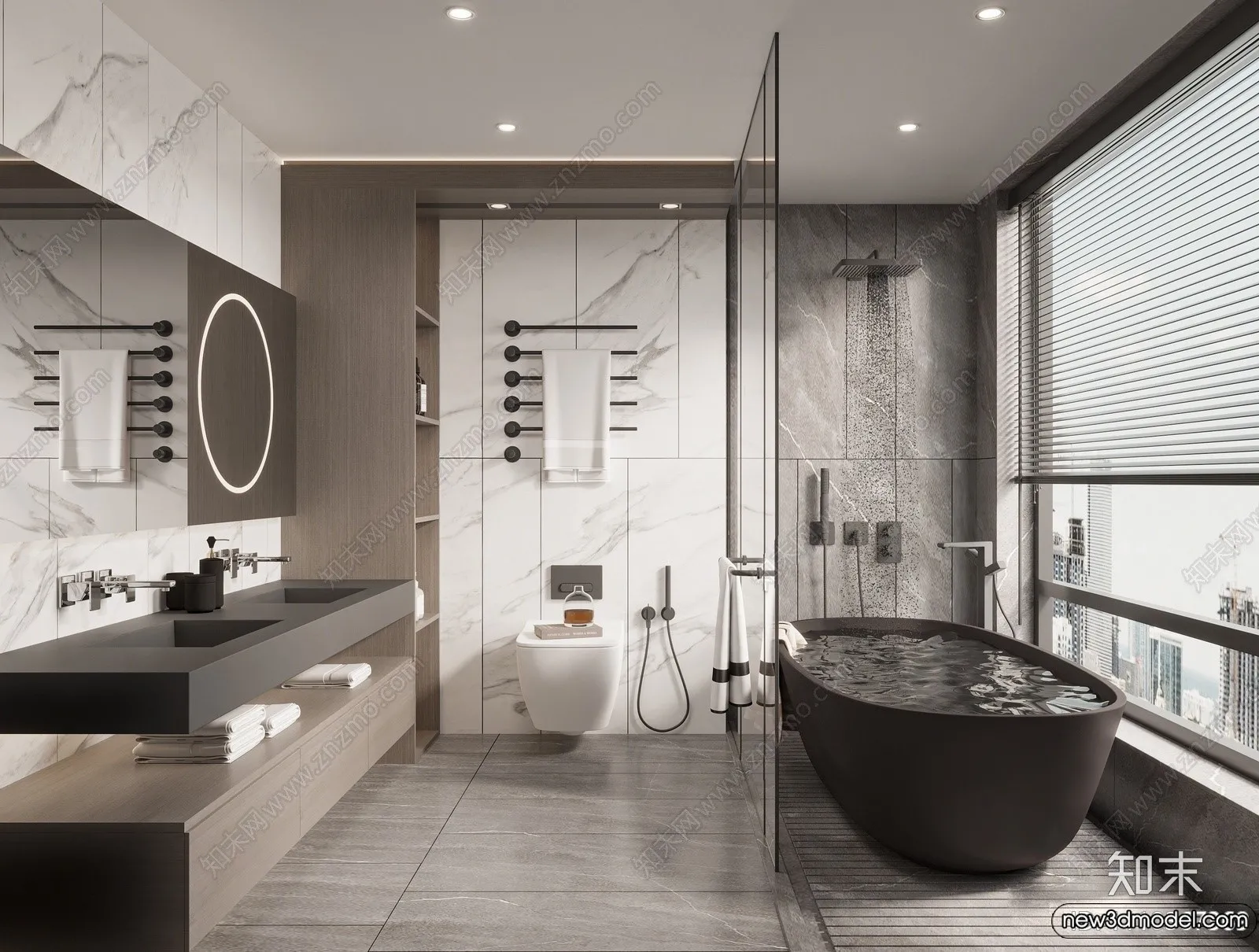 Bathroom – WC – Restroom – 3D Interior Scene – Modern Style – 135