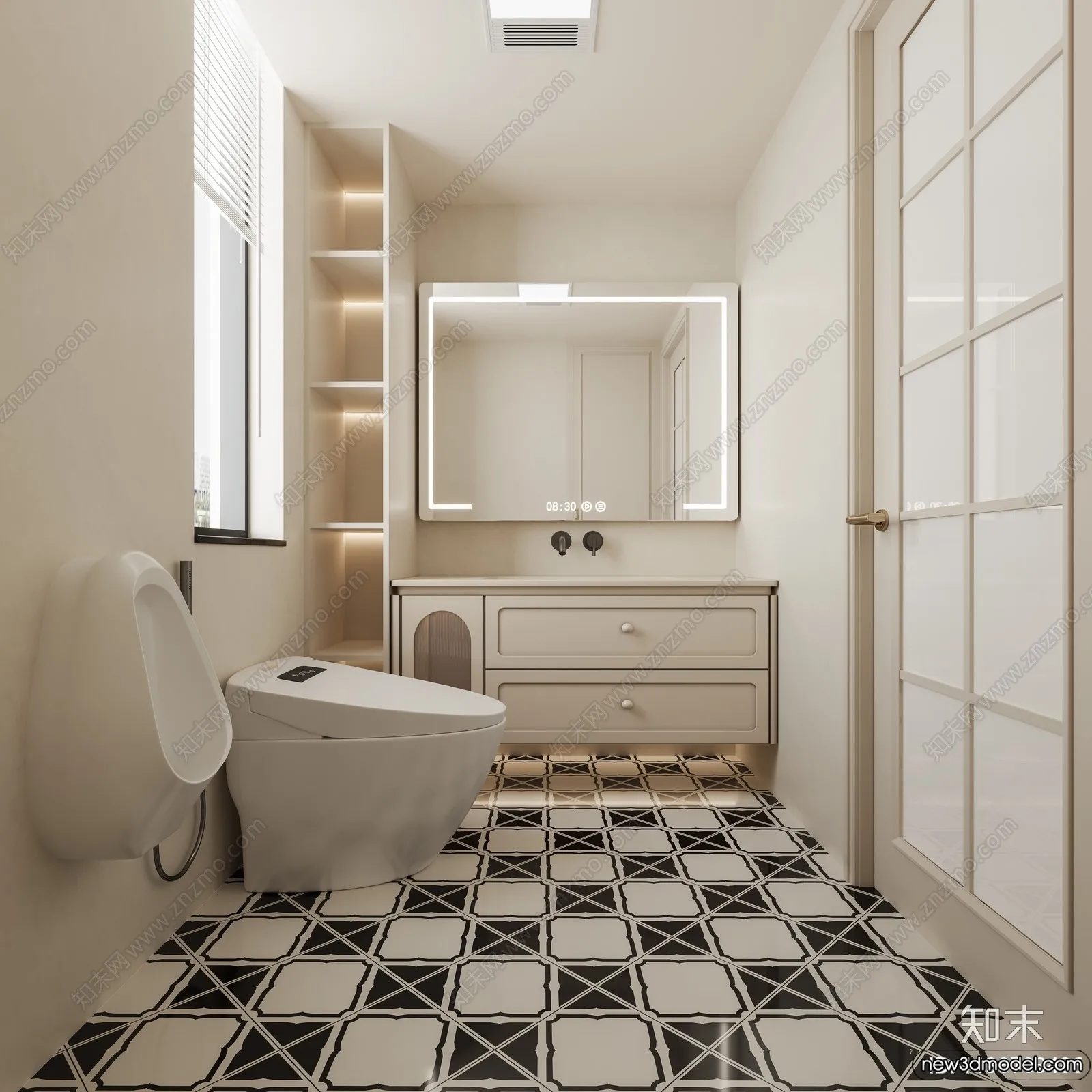 Bathroom – WC – Restroom – 3D Interior Scene – Modern Style – 137