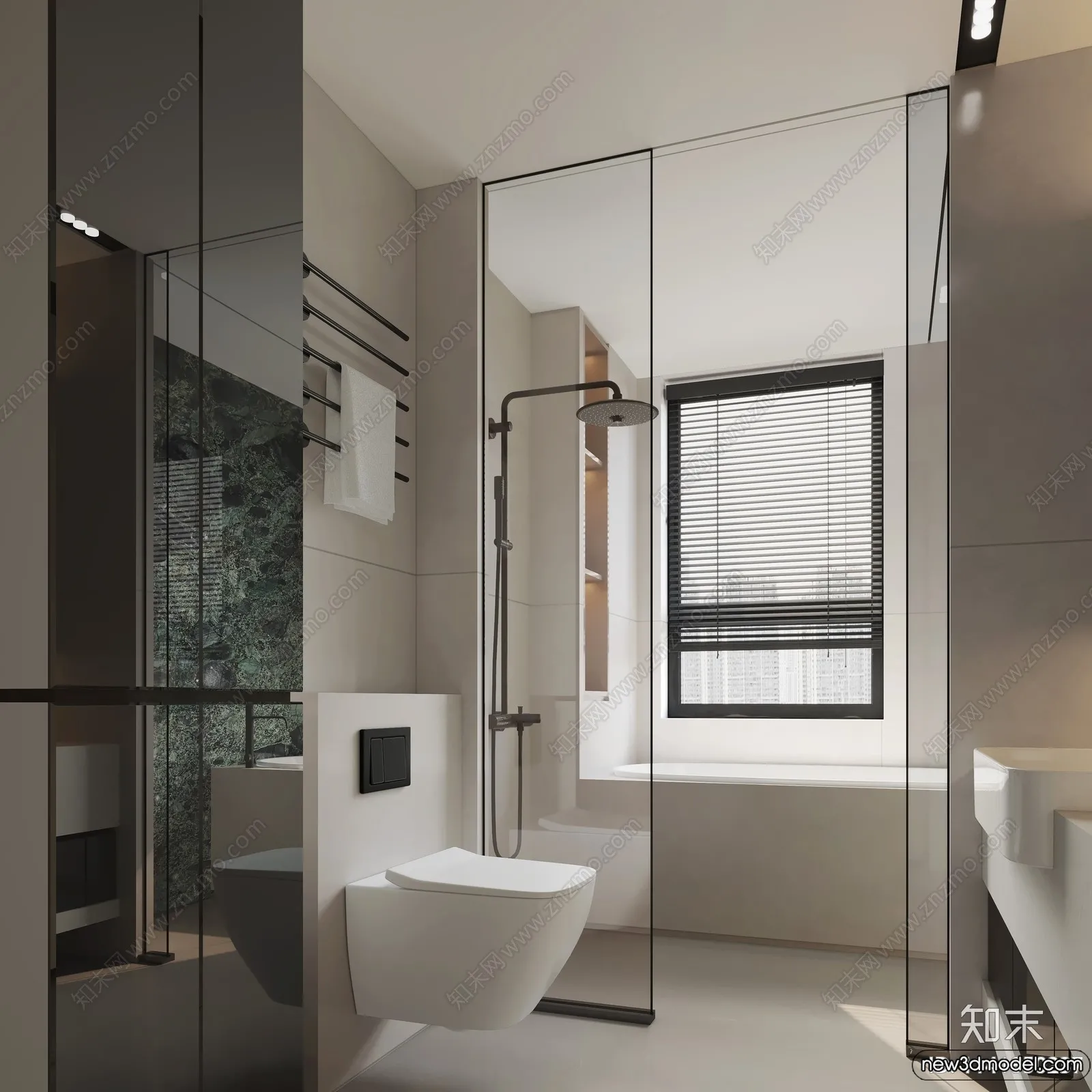 Bathroom – WC – Restroom – 3D Interior Scene – Modern Style – 139