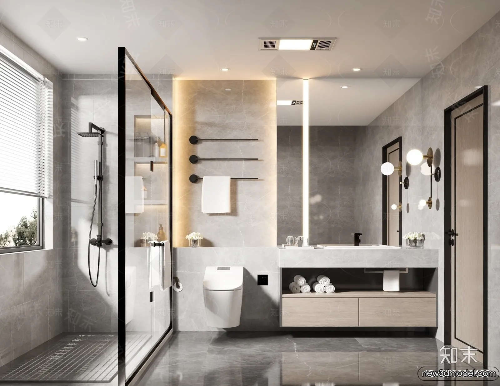 Bathroom – WC – Restroom – 3D Interior Scene – Modern Style – 140