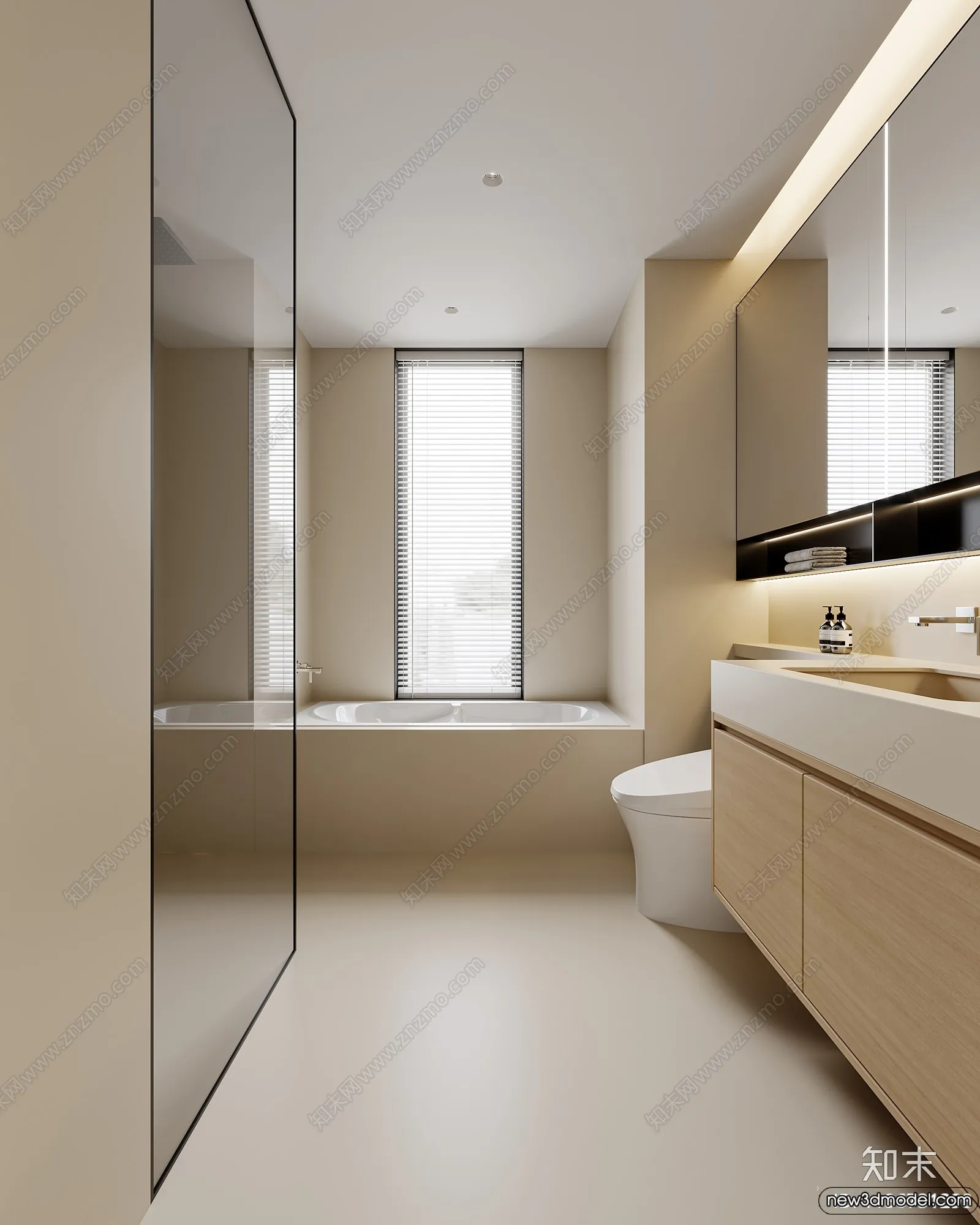 Bathroom – WC – Restroom – 3D Interior Scene – Modern Style – 141