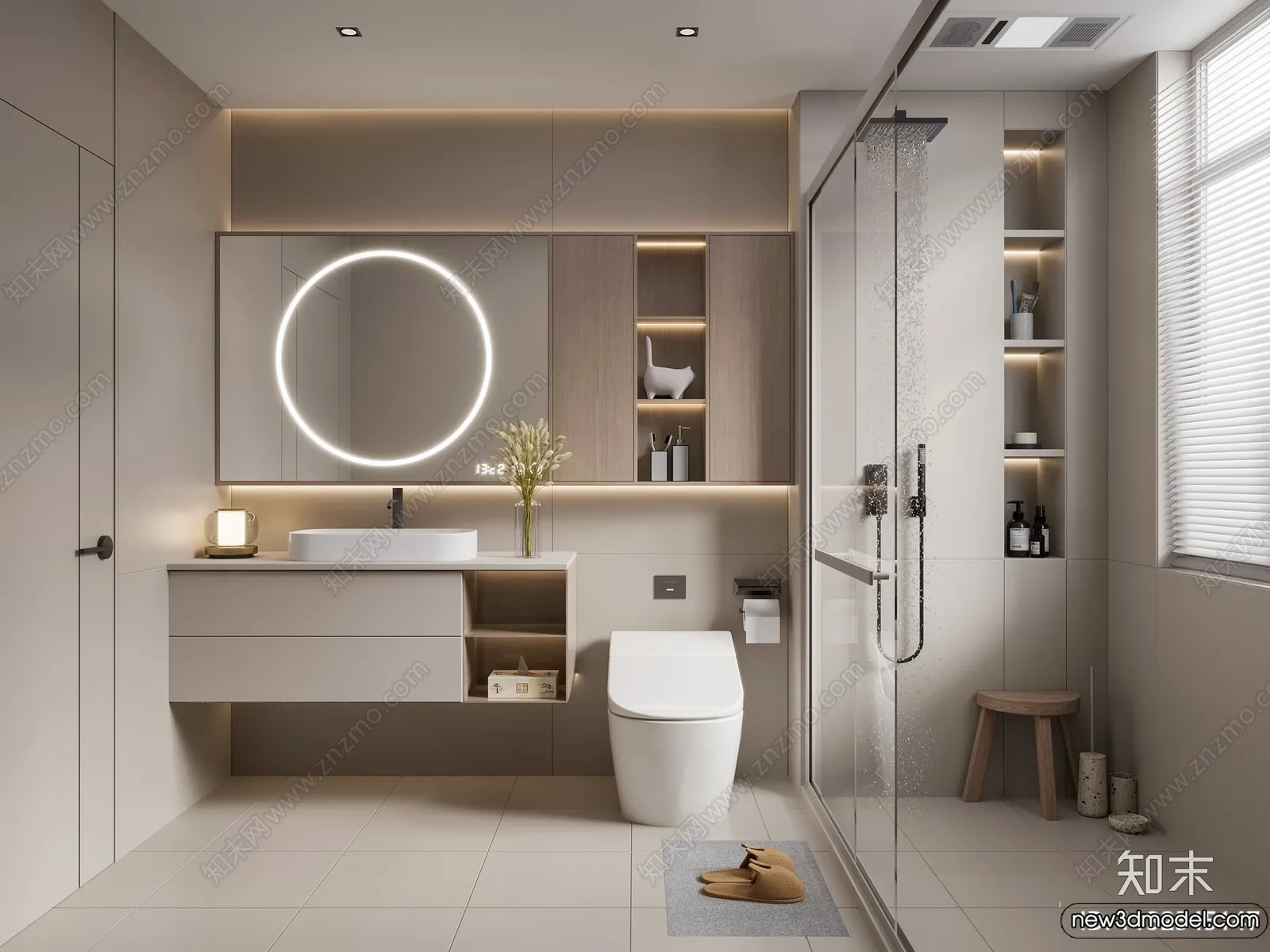 Bathroom – WC – Restroom – 3D Interior Scene – Modern Style – 144