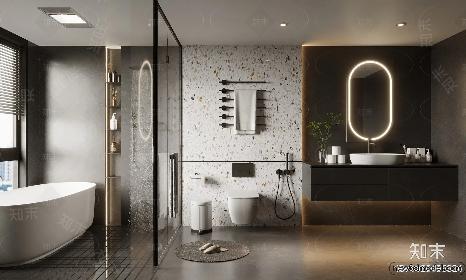 Bathroom – WC – Restroom – 3D Interior Scene – Modern Style – 148