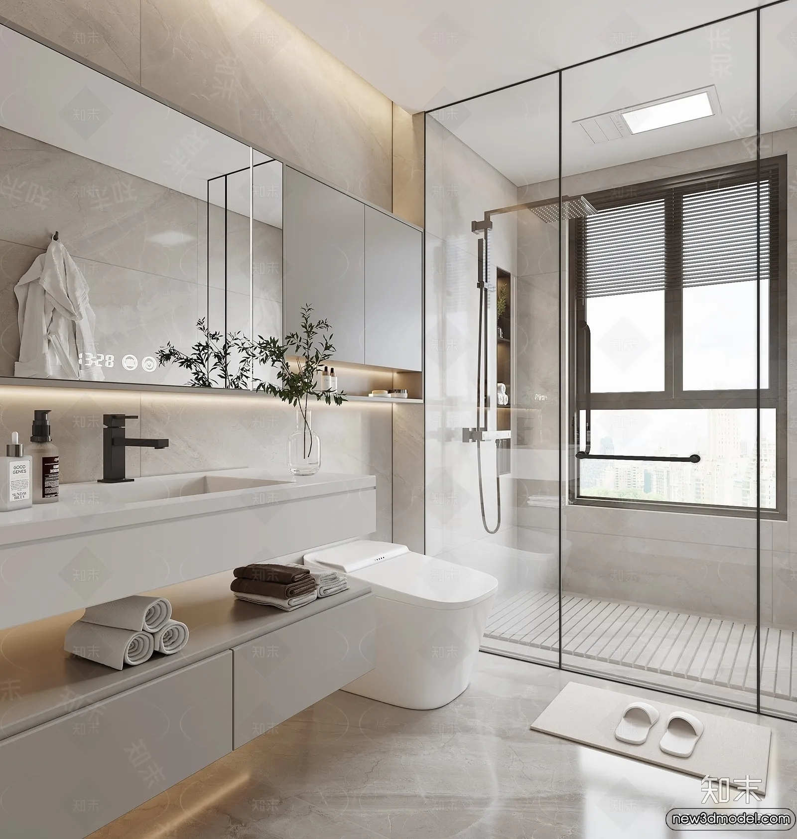 Bathroom – WC – Restroom – 3D Interior Scene – Modern Style – 149