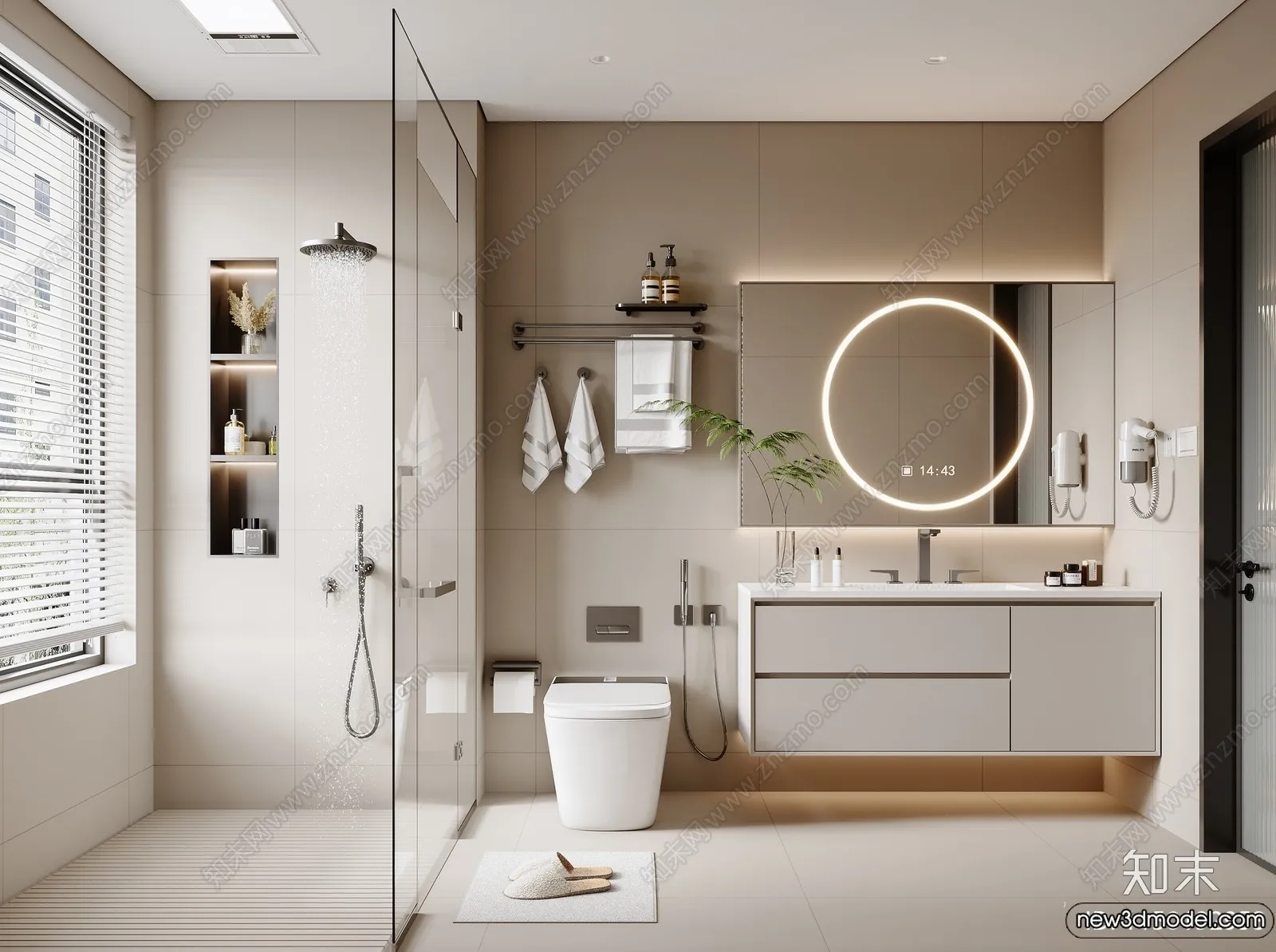 Bathroom – WC – Restroom – 3D Interior Scene – Modern Style – 153