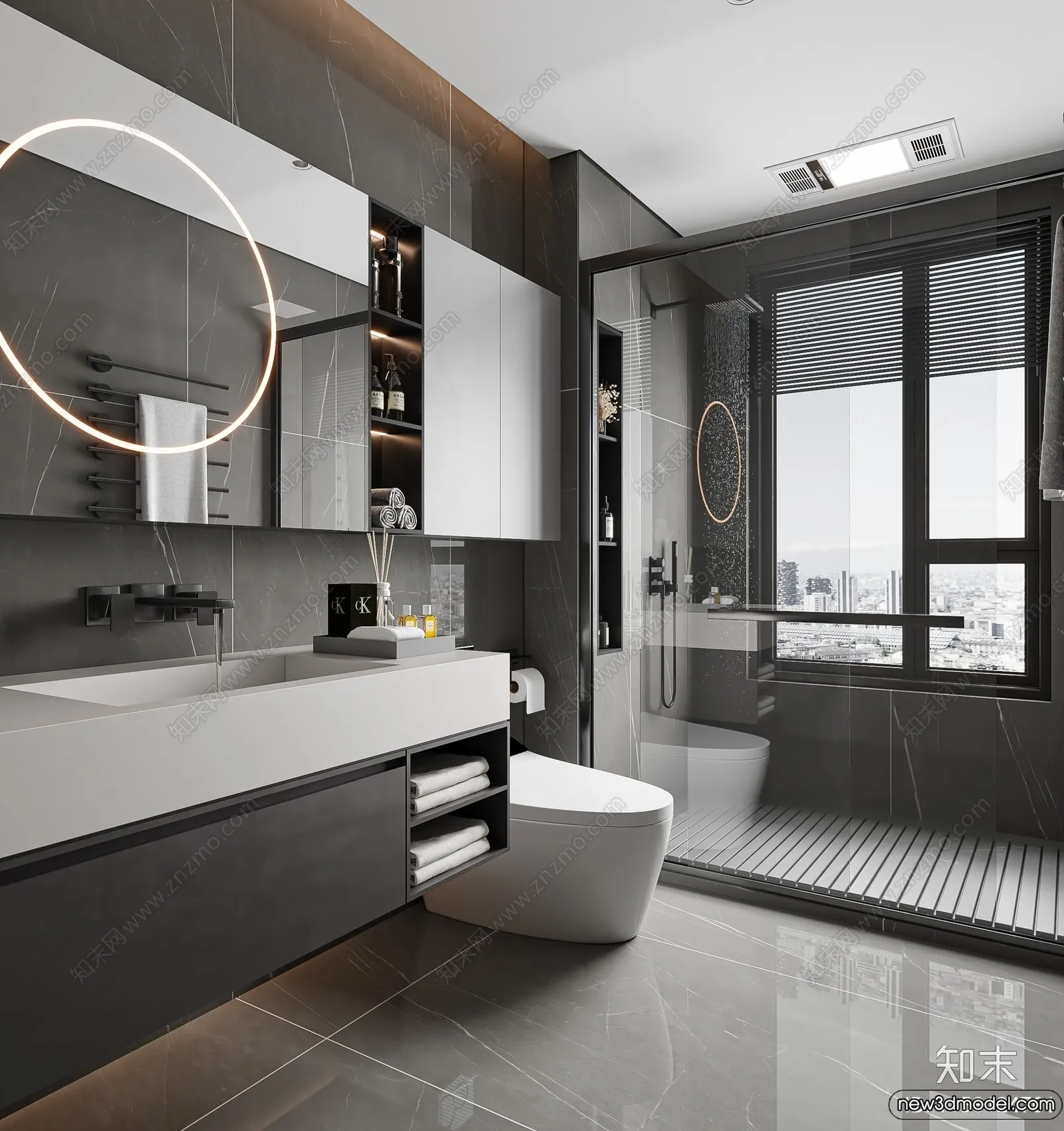 Bathroom – WC – Restroom – 3D Interior Scene – Modern Style – 154