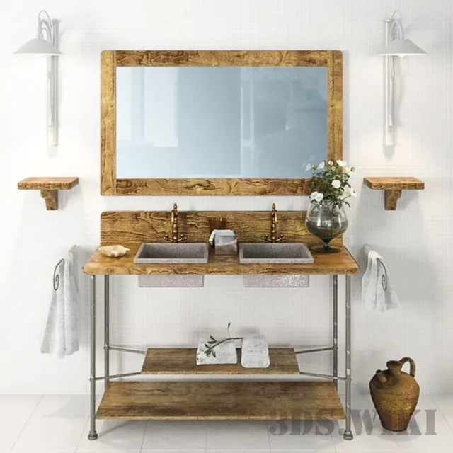 bathroom – Wooden bathroom set 3ds Max