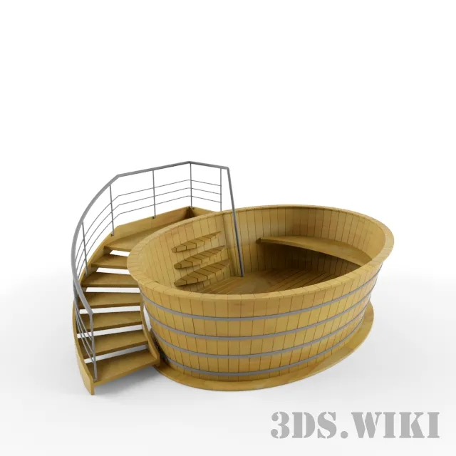 bathroom – Wooden hot tub 3ds Max