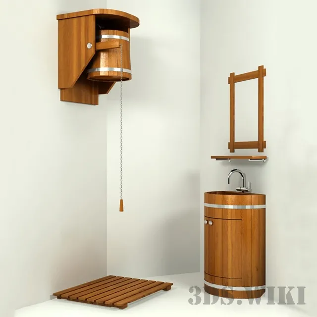 bathroom – Wooden sink and bucket 3ds Max