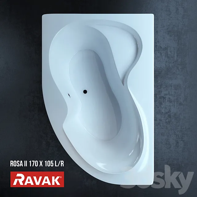 Bathtub Ravak Rosa II 170×105 L _ R 3ds Max