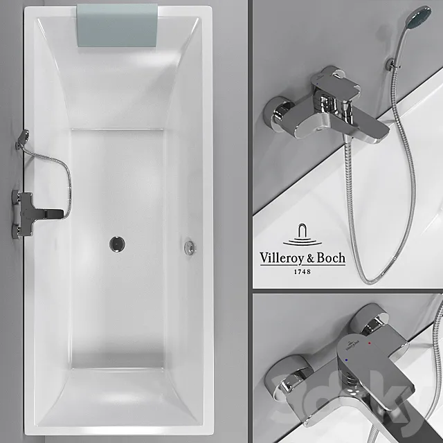 Bathtub Villeroy & Boch Squaro. bath mixer Villeroy & Boch Subway 3DSMax File