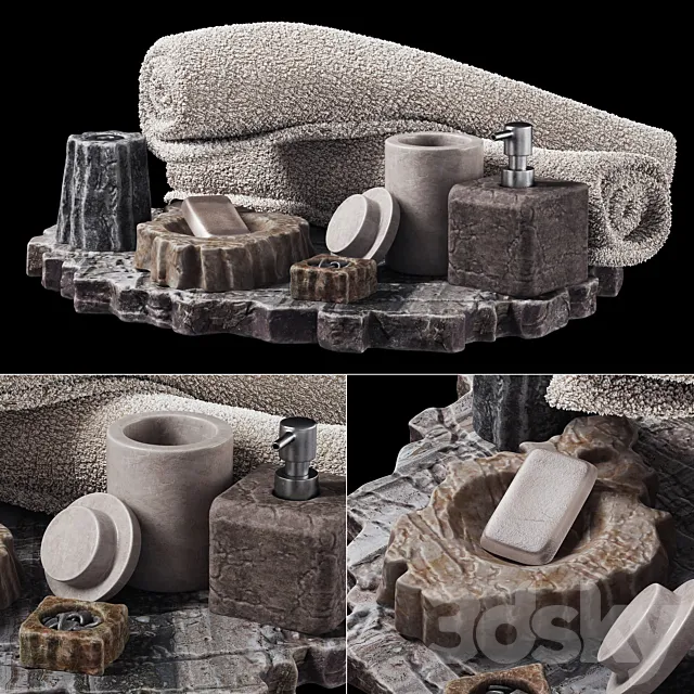 Batroom decor stone soap n1 _ Bathroom decor stone soap dish 3DS Max Model