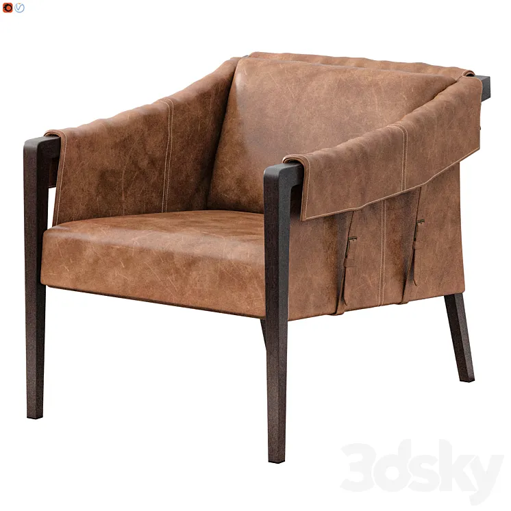 BAUER TOP-GRAIN LEATHER CHAIR (WARM TAUPE DAKOTA) 3DS Max Model
