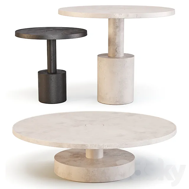 Baxter Pilar – Coffee and Side Table Set 01 3ds Max