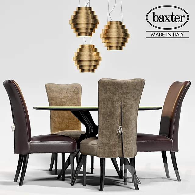 Baxter table LIQUID LUNCH. LEVANTE chair. lamp GUGGIE 3DSMax File