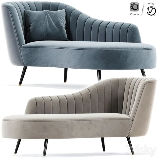 Baxton Kailyn Glam Chaise Lounge 3dsMax Model