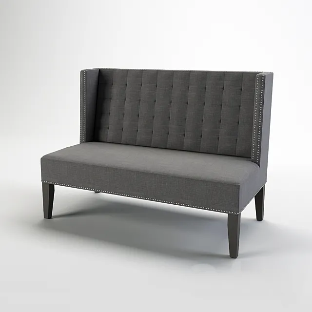 Baxton Owstynn Gray Linen Modern Banquette Bench 3DSMax File