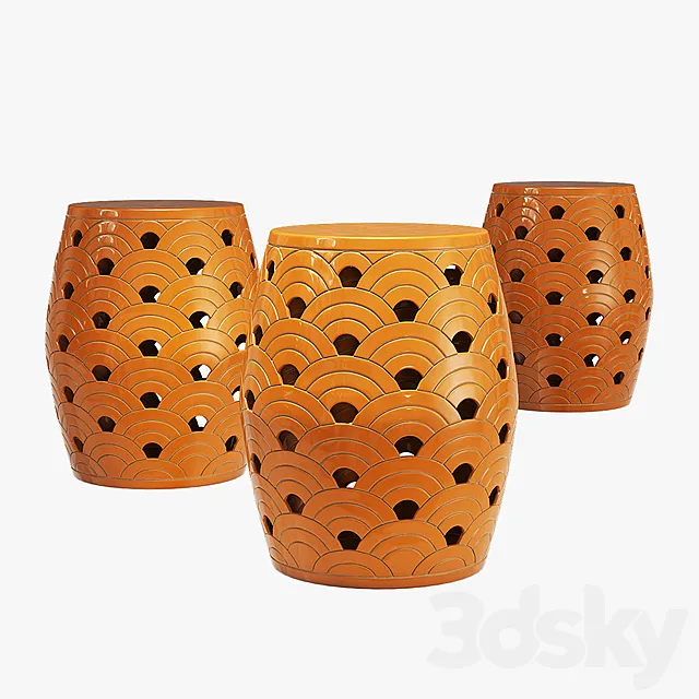 Bay isle home wave garden stool 3ds Max