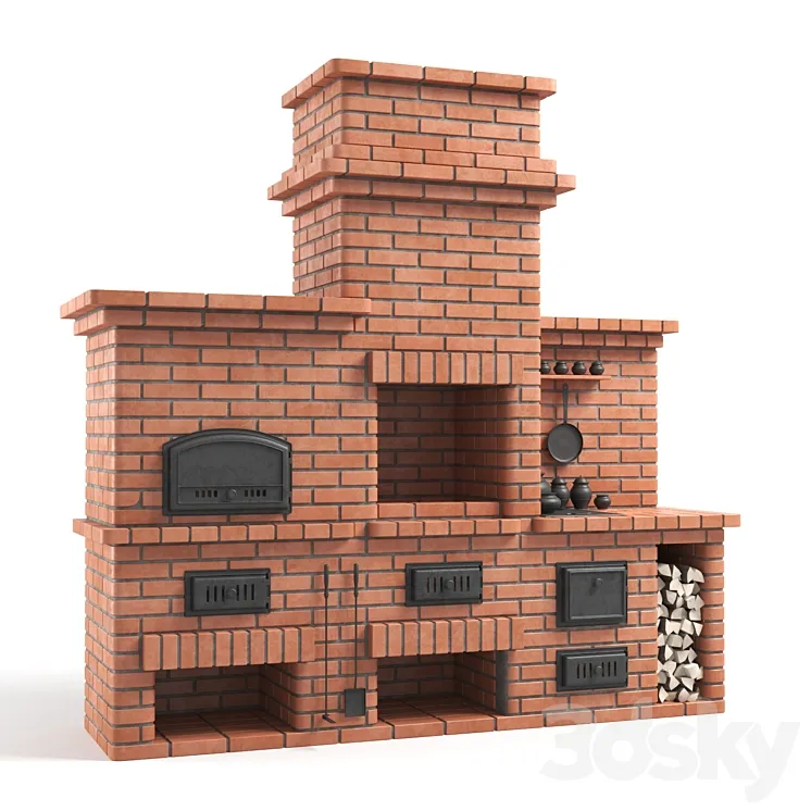 BBQ brick oven 3DS Max