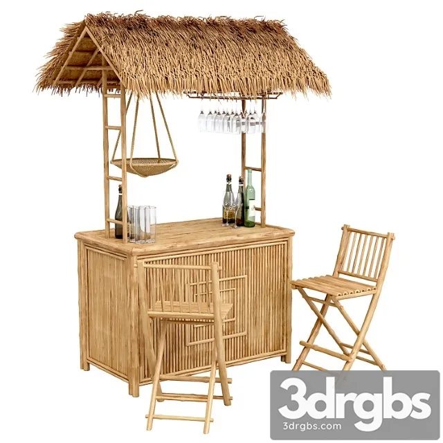 Beach Bamboo Bar with Bottles and Glasses 3dsmax Download