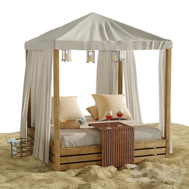 Beach lounge outdoor set 16 3DS Max
