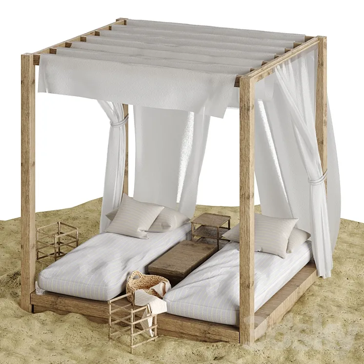 Beach lounge outdoor set 3 3DS Max