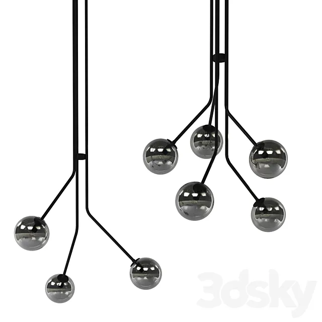 Beacon Lucci Decor Orion 5 and 3 set Light Pendant in Black Smoke 3ds Max