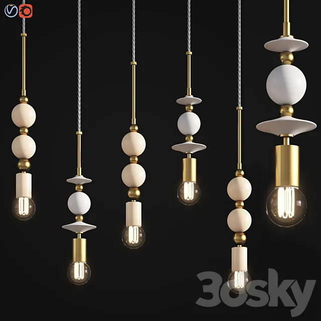 Beaded Pendant Lamp Spheres 3DSMax File