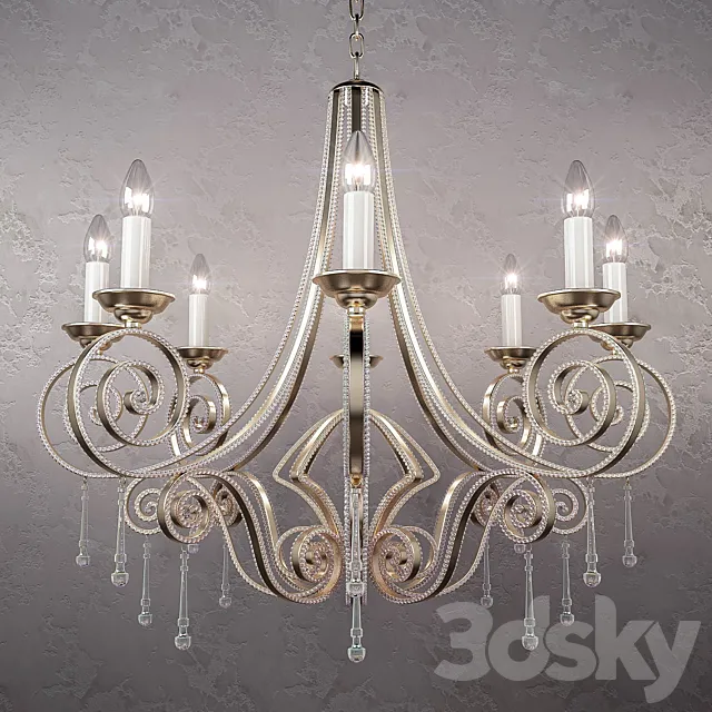 Beaded Wrought-Iron Chandelier 3DS Max Model