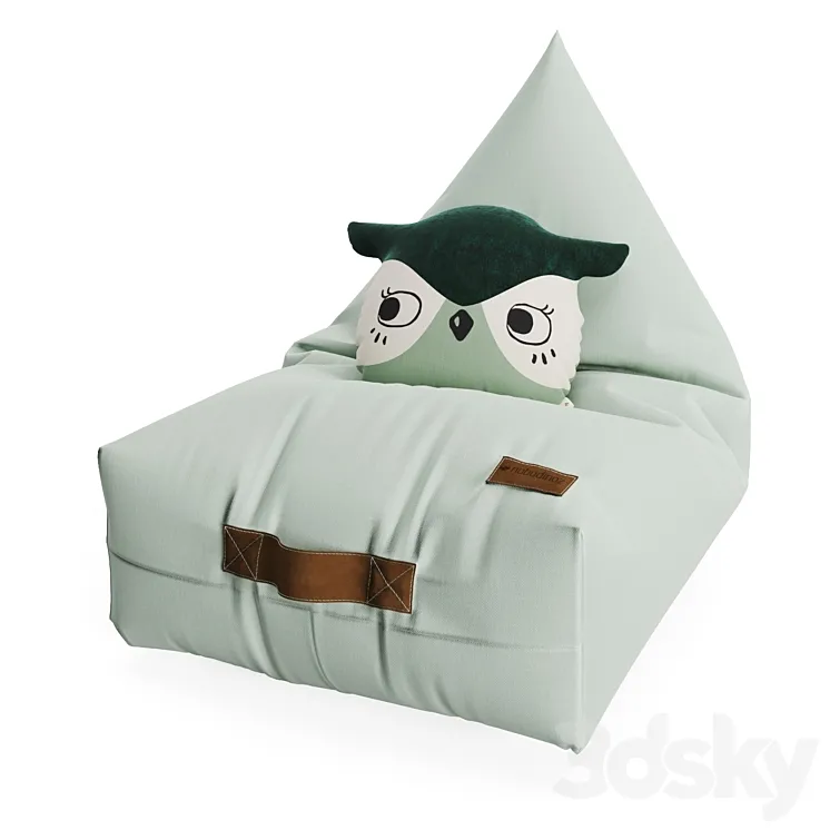 Bean bag chair and owl pillow from NOBODINOZ 3DS Max