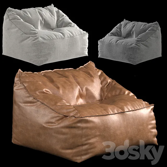 Bean bag chair Vegan Leather Caramel Modern Lounger 3ds Max