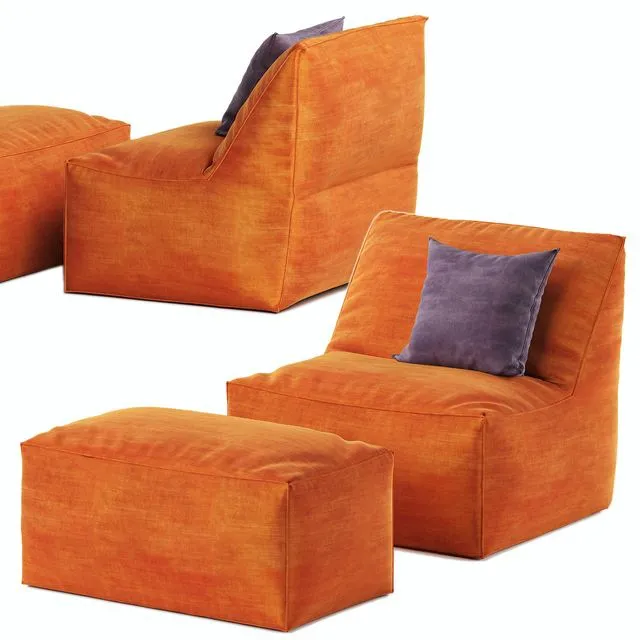 Bean bag chair with pouf Pianca Eden 3dsMax Model