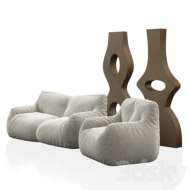 Bean bags and XXL vases 3DS Max Model