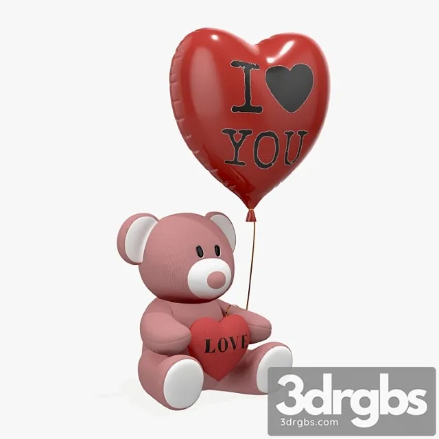 Bear Teddy Plush Toy With Heart And Balloon 3dsmax Download