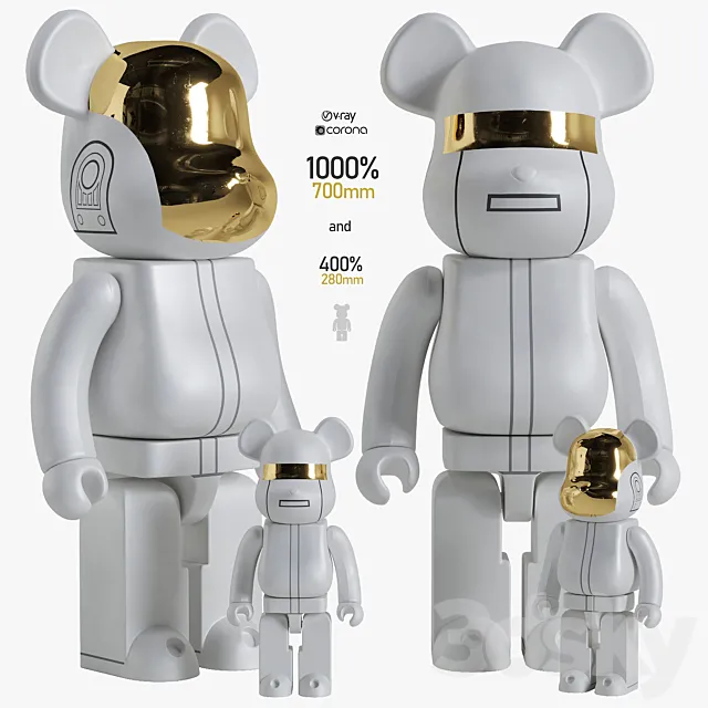 Bearbrick _ Daft Punk White Suit 3DSMax File