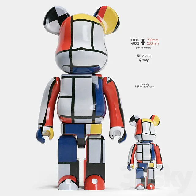Bearbrick _ Piet Mondrian 3DSMax File