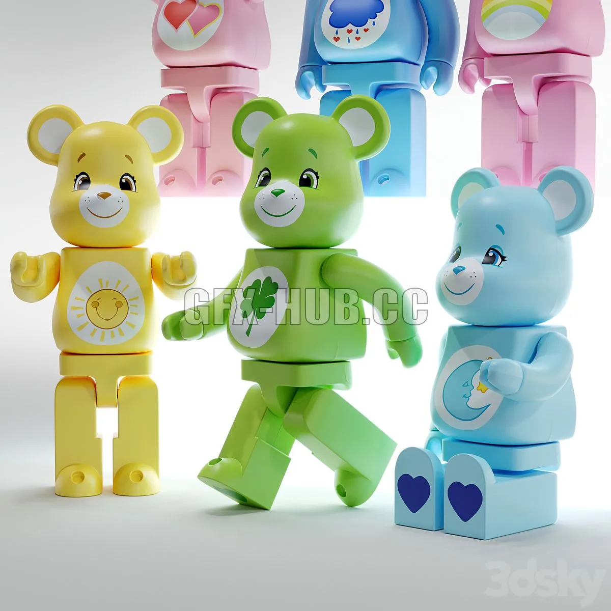 Bearbrick Care bear Set 3dsMax Model