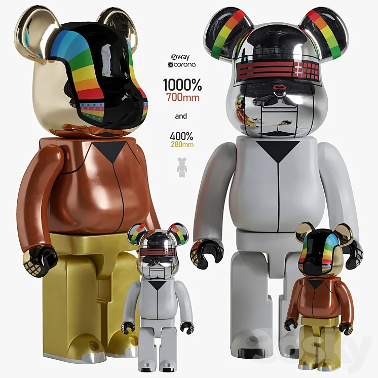 Bearbrick \/ Daft Punk Discovery 3DS Max