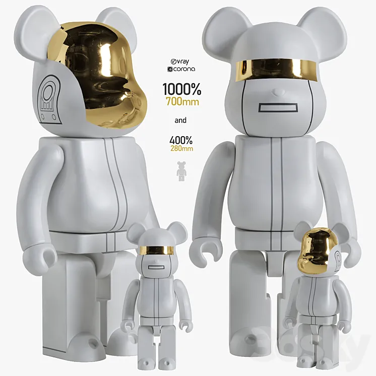 Bearbrick \/ Daft Punk White Suit 3DS Max