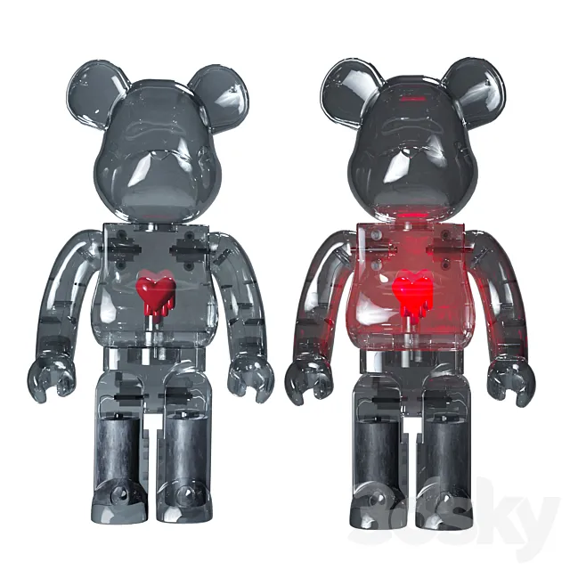 Bearbrick Emotionally Unavailable Red Heart 1000% Clear 3DSMax File