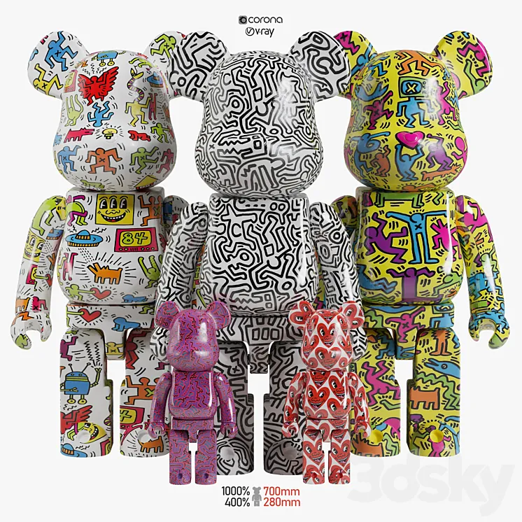 Bearbrick \/ Keith Haring 3DS Max