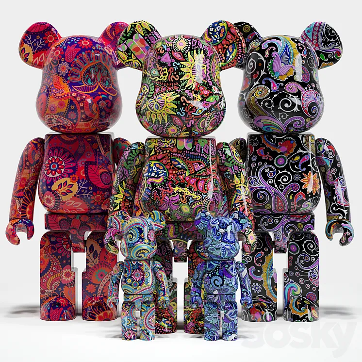 Bearbrick \/ Psychedelic Paisley 3DS Max Model
