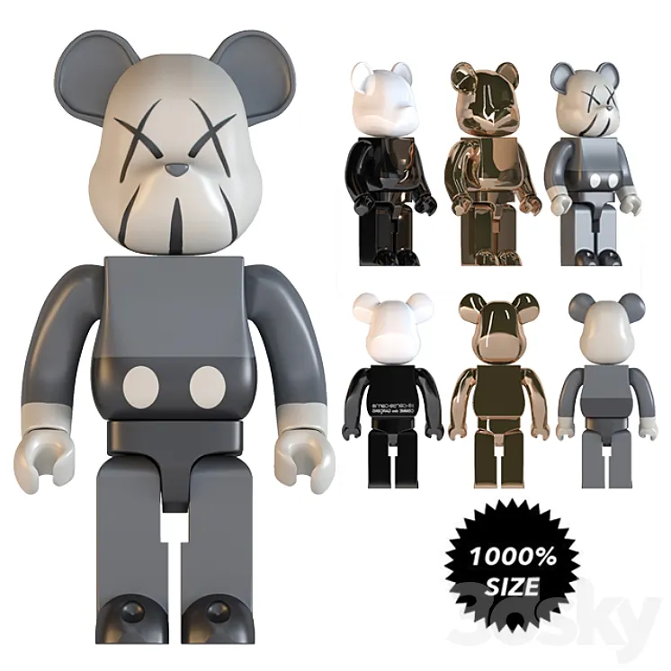 bearbrick size 1000% 3DS Max