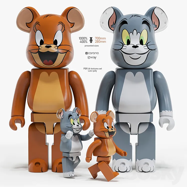 Bearbrick \/ Tom and Jerry 3DS Max