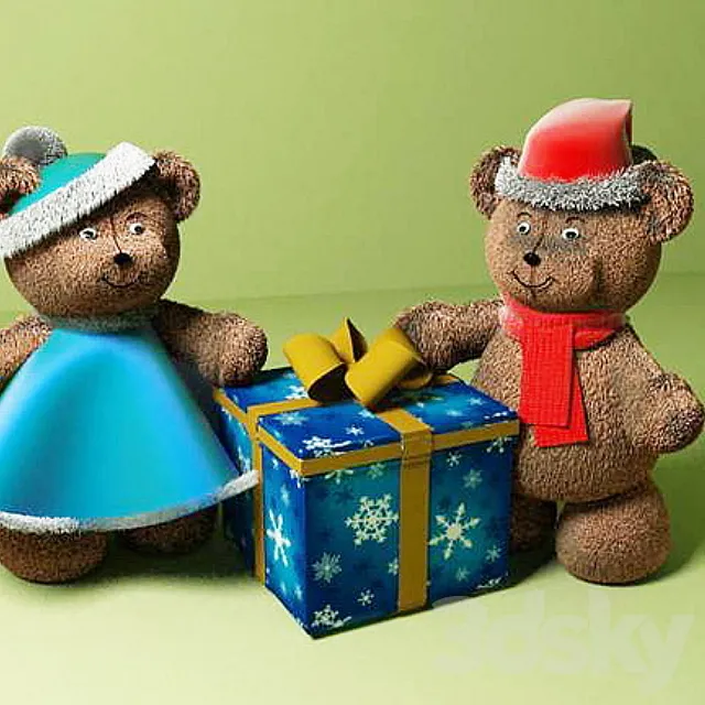 Bears under the Christmas tree 3dsMax Model