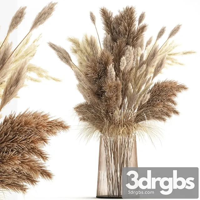 Beautiful lush Bouquet of Dried Flowers in A Vase With Dry Branches of Pampas Cortaderia White Reeds 146 3dsmax Download
