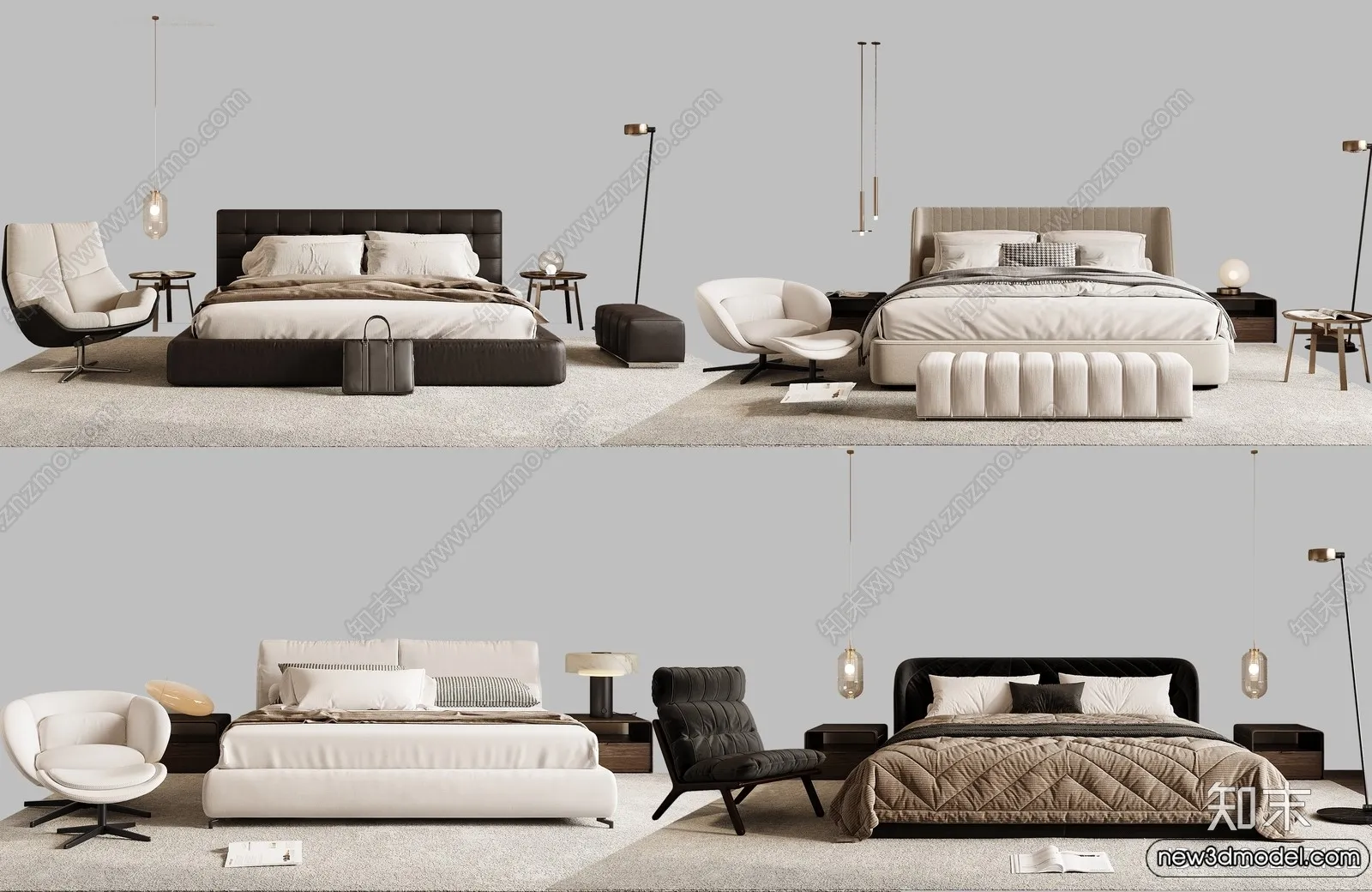 Bed 3D Models – 3D Furniture for Bedroom – 058