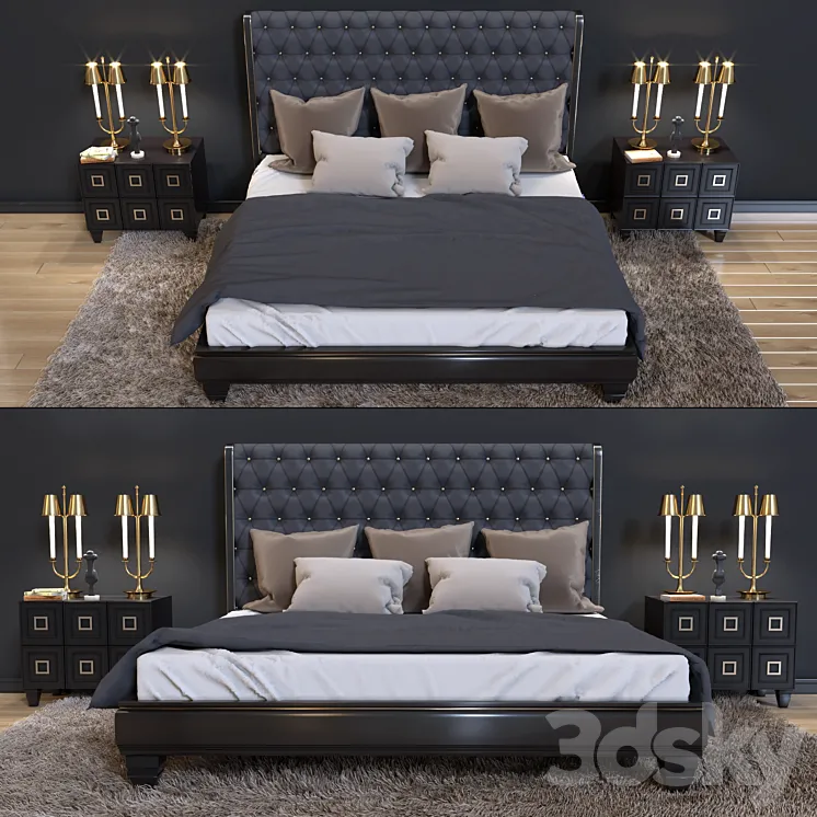 Bed and bedside table Ferre Home 3DS Max