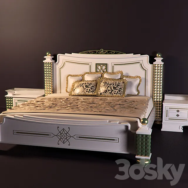 Bed and bedside tables 3DSMax File
